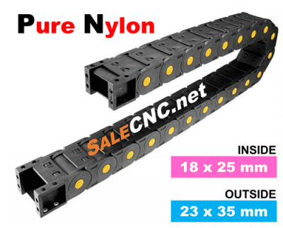 รางกระดูกงูร้อยสายไฟ Cable Drag Chain ไนลอนบริสุทธิ์ เกรด A ทนทานกว่า (Pure Nylon) แบบมีตัวปิด ขนาด 18×25 mm
