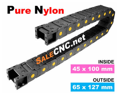 รางกระดูกงูร้อยสายไฟ Cable Drag Chain ไนลอนบริสุทธิ์ เกรด A ทนทานกว่า (Pure Nylon) แบบมีตัวปิด ขนาด 45×100 mm