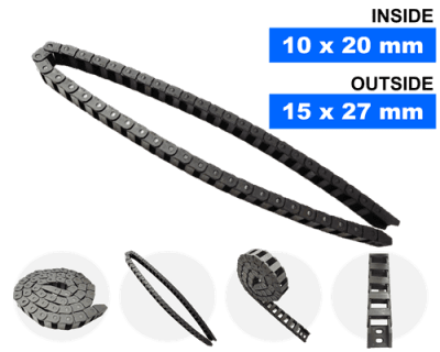 กระดูกงูร้อยสายไฟ Cable Drag Chain แบบเปิด ขนาด 10×20 mm R28