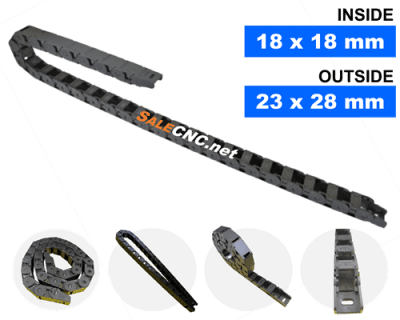 กระดูกงูร้อยสายไฟ Cable Drag Chain แบบมีตัวปิด ขนาด 18×18 mm R38