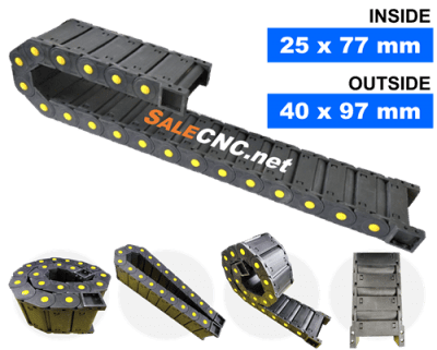 กระดูกงูร้อยสายไฟ Cable Drag Chain แบบมีตัวปิด ขนาด 25×77 mm R55