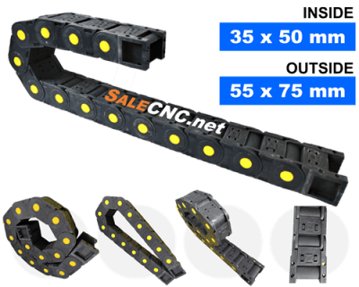 กระดูกงูร้อยสายไฟ Cable Drag Chain แบบมีตัวปิด ขนาด 35×50 mm R55