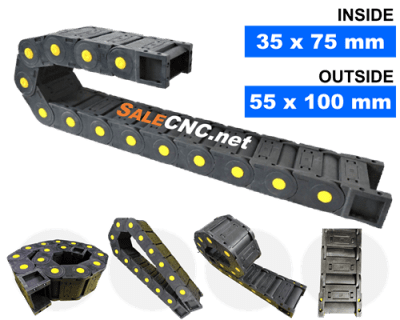 กระดูกงูร้อยสายไฟ Cable Drag Chain แบบมีตัวปิด ขนาด 35×75 mm R75