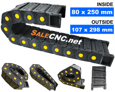กระดูกงูร้อยสายไฟ Cable Drag Chain แบบมีตัวปิด ขนาด 80×250 mm R400
