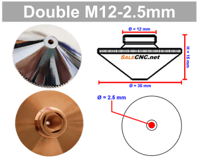 Laser Nozzle M12-2.5mm (Double) หัวตัดไฟเบอร์เลเซอร์