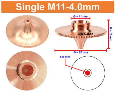 Laser Nozzle Curved head หัวโค้ง M11-4.0mm (Single)