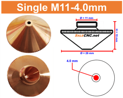 Laser Nozzle M11-4.0mm (Single) หัวตัดไฟเบอร์เลเซอร์