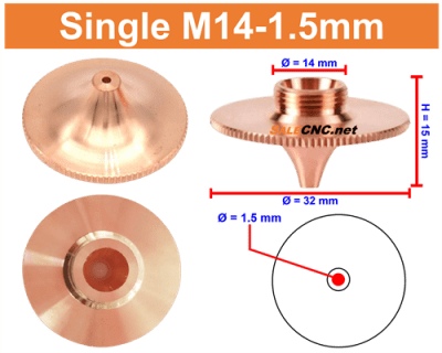 Laser Nozzle Curved head หัวโค้ง M14-1.5mm (Single)