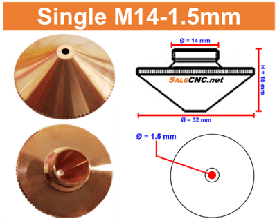 Laser Nozzle M14-1.5mm (Single) หัวตัดไฟเบอร์เลเซอร์