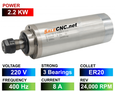 Water Spindle 2.2KW/220V LA-2200-220V-3B-ER20-SKF