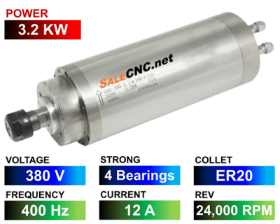 Water Spindle 3.2KW/380V LA-3200-380V-4B-ER20-SKF