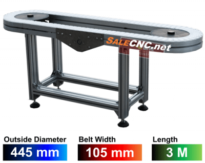 สายพานลำเลียงแบบจานหมุน Outside Diameter 445mm, Belt Width 105mm, Length 3M