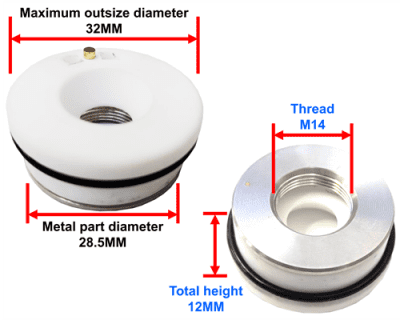 Ceramic Ring for CNC Laser CO2 + Fiber D32/28.5mm M14