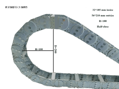 กระดูกงูแบบสแตนเลส 304 (Stainless 304) ไม่เป็นสนิม 32x185 mm half close Outside 3เมตร