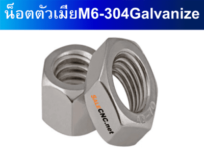 น็อตตัวเมีย M6-304Galvanize 304不锈钢六角螺母