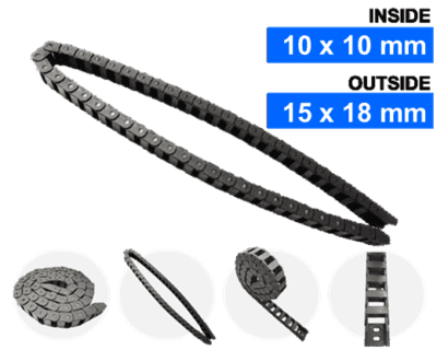กระดูกงูร้อยสายไฟ Cable Drag Chain แบบเปิด ขนาด 10×10 mm R28