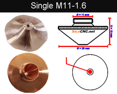 Laser Nozzle M11-1.6mm (Single) Curve + 6 Edge SP model หัวตัดไฟเบอร์เลเซอร์
