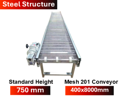 Conveyor Belt 201 Mesh 400x8000 mm , Steel Stucture