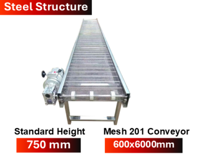 Conveyor Belt 201 Mesh 600x6000 mm , Steel Stucture