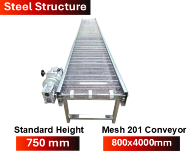 Conveyor Belt 201 Mesh 800x4000 mm , Steel Stucture