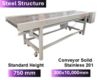 Steel Structure Stainless 201 Conveyor 300x10000 mm