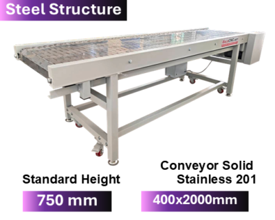 Steel Structure Stainless 201 Conveyor 400x2000 mm