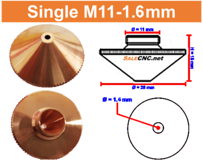 Laser Nozzle M11-1.6mm (Single) หัวตัดไฟเบอร์เลเซอร์